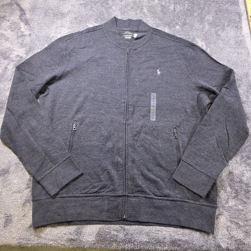 Polo‎ Ralph Lauren Luxury Jersey Baseball Jacket Mens XL Full Zip Gray Heather